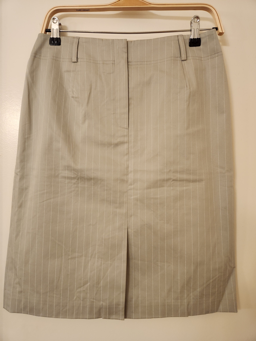 Talbots Light Gray Pinstripe Pencil Skirt